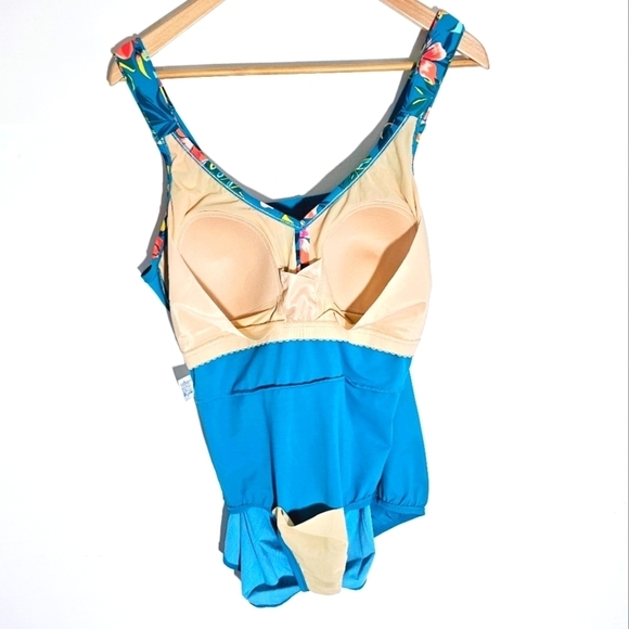 Lan's End Slender Floral Print V-Neck Rushed Side Women's Swimsuit Plus 20W - Picture 8 of 11